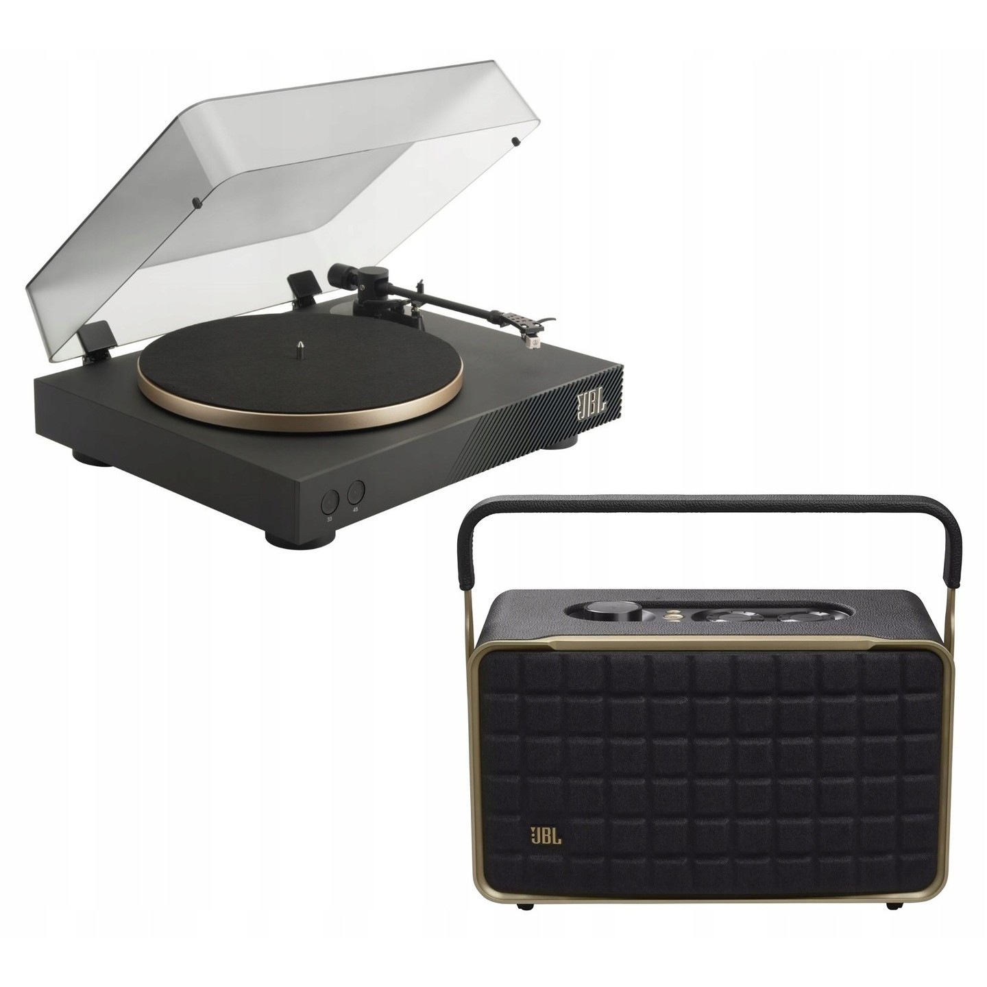 Zestaw Hi-Fi z gramofonem JBL Spinner BT i głośnikiem JBL Authentics 300 – zdjęcie 1